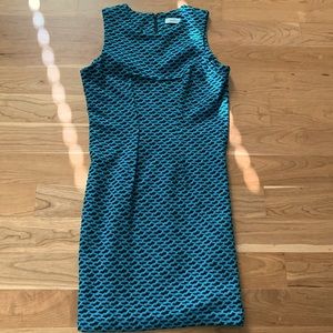 NWOT Calvin Klein Turquoise and Black Sheath Dress